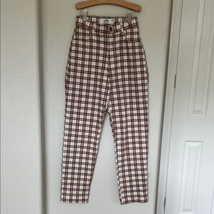 Hollister Women’s Checkered Pants - Brown and White